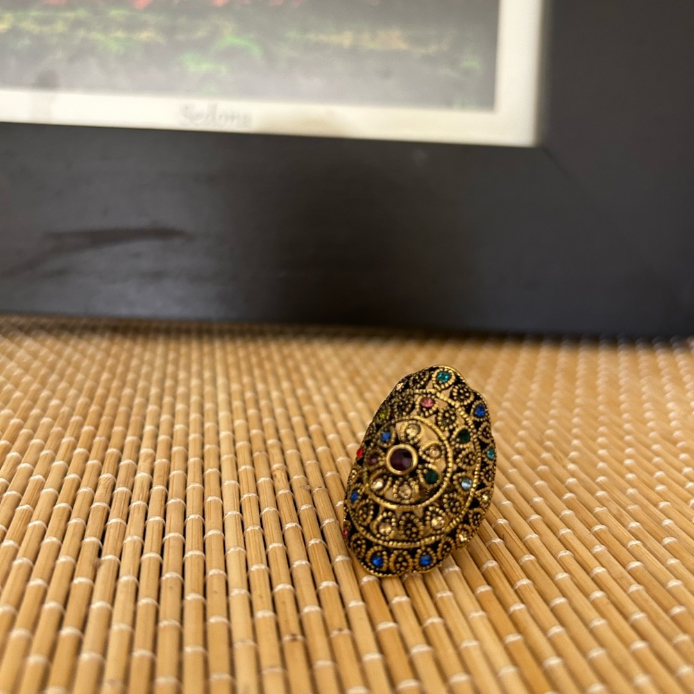 ✨ Turkish Multi Color Crystal Statement Cocktail Ring - Picture 10 of 12